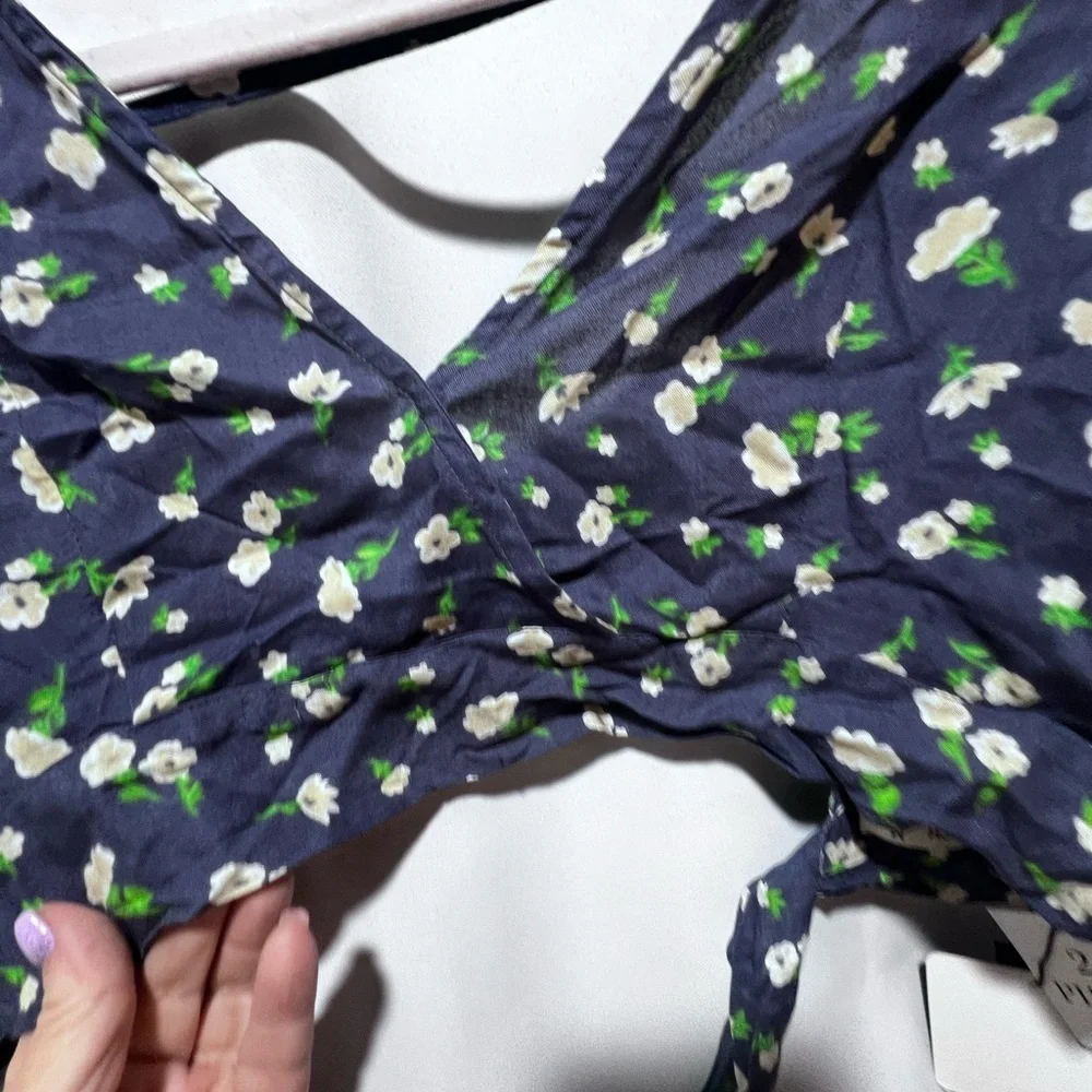 Kiwi + Punch Floral 2 Piece Set NWT Navy Crop Top Shorts Boho Summer Medium